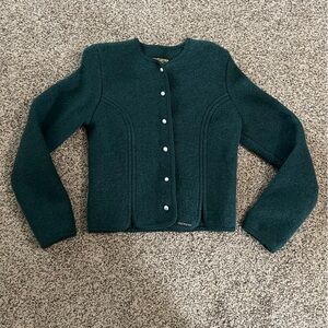 Geiger Tyrol Wool Cardigan Sweater Blazer Womens 36 Vintage Forest Green Austria